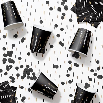 Creative Converting Golden Wishes Party Paper Cups, Black/Gold, 32/Pack (DTC365085CUP)