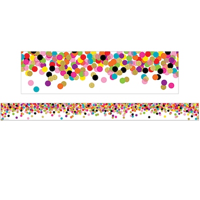Teacher Created Resources Confetti Straight Rolled Border Trim, 3 x 50 ft., 3 Rolls/Bundle (TCR8952-3)
