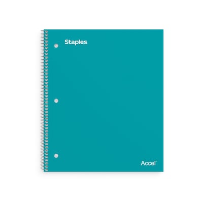 Staples Accel 1-Subject Notebook, 8 1/2 x 11, College Ruled, 100 Sheets, Teal (20955M)