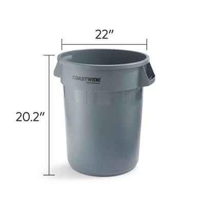 COASTWIDE Indoor Trash Can w/out Lid Gray Soft Plastic 7 Gal CW56431