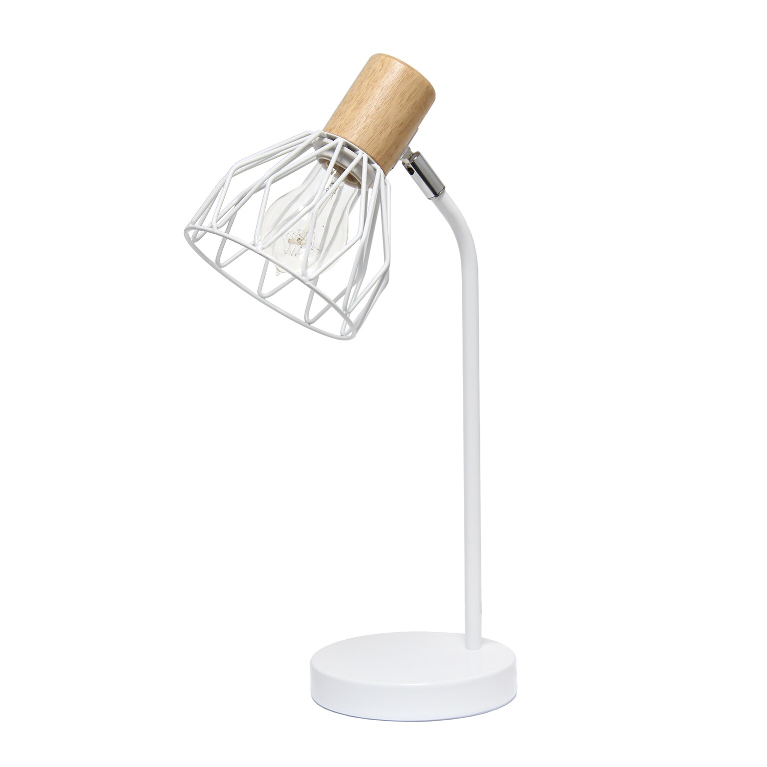 Simple Designs Farmhouse Fusion LED Desk Lamp, 18.19, White Iron (LD2022-WHT)