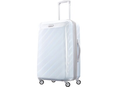 American Tourister Moonlight 27.55" Hardside Suitcase, 4-Wheeled Spinner, Iridescent White Stripes (92505-8437)