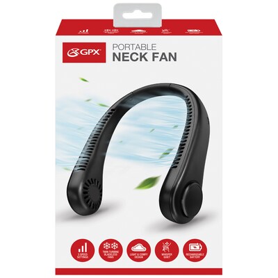 GPX Portable, Rechargeable Neck Fan (Black)
