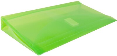 JAM Paper Premium Plastic Filing Envelope with Hook & Loop Closure, Lime Green, 3/Pack (921V1LIX3)