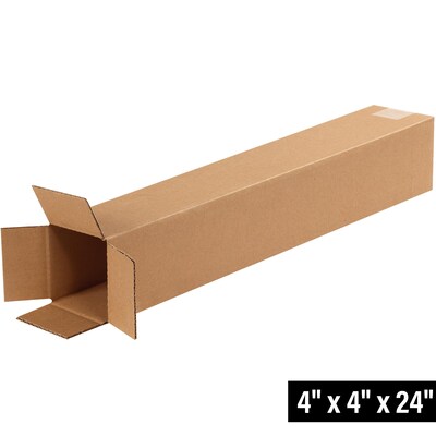 4 x 4 x 24 Shipping Boxes, 32 ECT, Brown, 25/Bundle (4424)