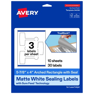 Avery Laser/Inkjet Multipurpose Labels, 5-7/8 x 4, White, 30 Labels/Pack (19479370780)