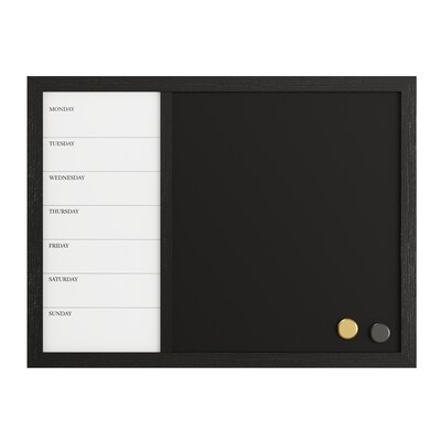 Martha Stewart Everette Magnetic Chalk-Dry Erase Weekly Calendar Combo Set, Engineered Wood Frame, 24"x18" (BRPMCO1M24561BK)