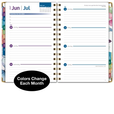 2027 Excello Brands 5.5" x 8" Weekly & Monthly Planner, Paperboard Cover, Water Color Butterflies (ORY27-FSH58-33)