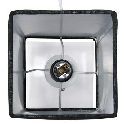 Simple Designs Petite White Stick Lamp with USB Charging Port and Fabric Shade, Black, 2/Pack (LC2004-BAW-2PK)