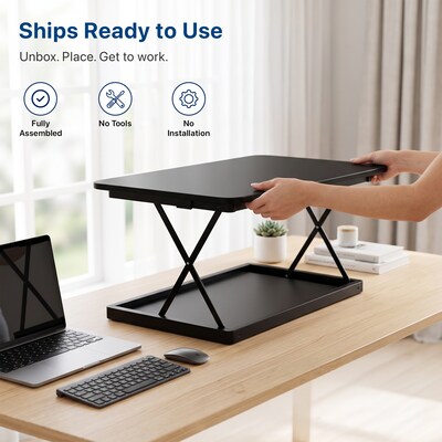 Uncaged Ergonomics CHANGEdesk 27.5"W Mini Desktop Standing Desk Converter, Black (CDMM-B)
