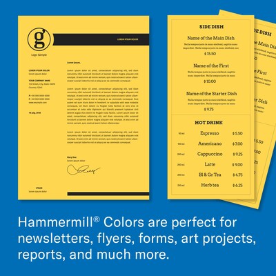 Hammermill Recycled Colors 8.5" x 11" Color Copy Paper, 20 lbs. Goldenrod, 500 Sheets/Ream (103168)