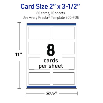 Avery Gold-Green Border Matte Blank Card, White, 80/Pack (S00-FDE)