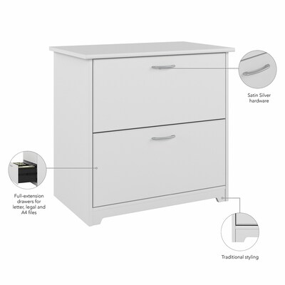 Bush Furniture Cabot 2-Drawer Lateral File Cabinet, Not Assembled, Letter/Legal, White, 31.26"W (WC31980)