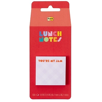 Post-it Lunch Notes Youre My Jam Notes, 1.9 x 1.9, 100 Sheet/Pad (SBTS26-LN-2)
