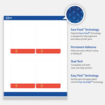 Avery Rectangle Multipurpose Labels, 4" x 3-1/3", White, 40/Pack (19479370549)