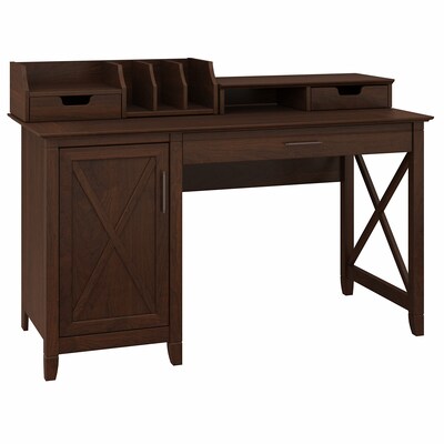Bush Furniture Key West 54W Computer Desk with Storage and Desktop Organizers, Bing Cherry (KWS010BC)