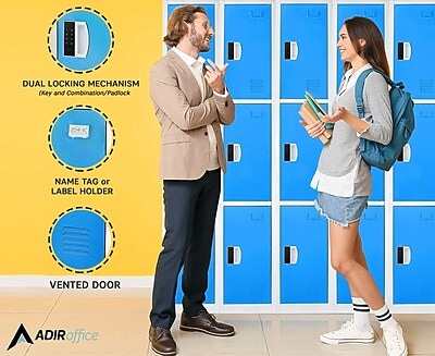 AdirOffice 72"H 3-Tier Blue Storage Locker (ADI629-203-BLU-DL)