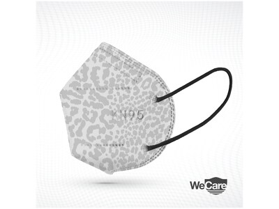 WeCare Leopard Print Disposable KN95 Fabric Face Masks, One Size, Assorted Colors, 20/Pack, 3 Packs/Carton (TBN203256)