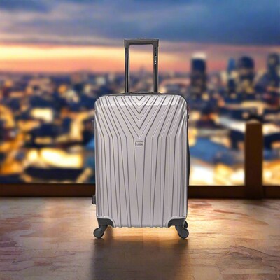 InUSA Vasty 26.37" Hardside Suitcase, 4-Wheeled Spinner, TSA Checkpoint Friendly, Grey (IUVAS00M-GRE)