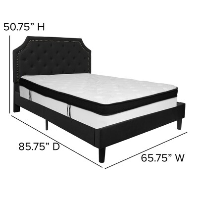 Flash Furniture Brighton Tufted Upholstered Platform Bed in Black Fabric with Memory Foam Mattress, Queen (SLBMF7)