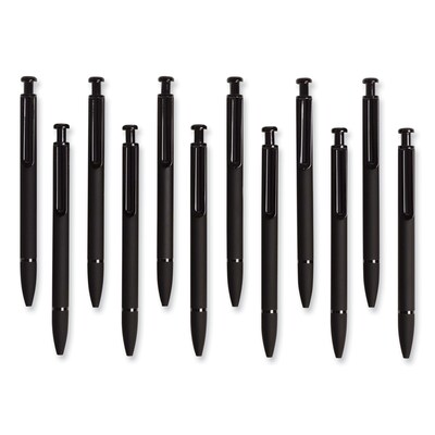 Monterey Soft Touch Ballpoint Pen, Retractable, Medium 1 mm, Black Ink, Midnight Barrel, 12/Pack (UB