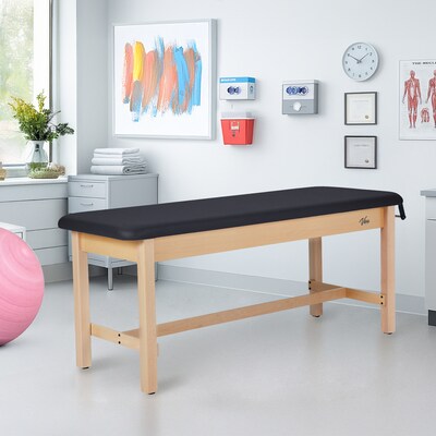 Aristo Wood H-Brace Physician Exam Table with Paper Cutter, and Holder, 500lbs. Capacity, Black (ADI996-HBFP-BLK)