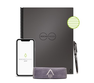 Rocketbook Core Reusable Smart Notebook, 8.5" x 11", Lined Ruled, 32 Pages, Gray (EVR2-L-RC-CIG)