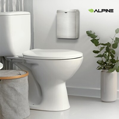 Alpine Industries Stainless Steel Sanitary Napkin Disposal Receptacle, 10" x 3.74", Silver (451-SSB-MK)