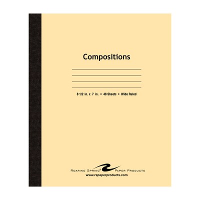 Roaring Spring Paper Products 1-Subject Composition Notebooks, 7 x 8.5, Wide Ruled, 48 Sheets, Brown (77308)