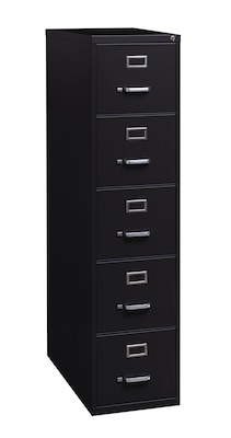 Hirsh Commercial 5-Drawer Vertical File Cabinet, Letter Size, Lockable, 61.375H x 15W x 26.5D, Black (17778)