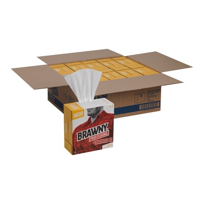 Brawny Professional H600 Synthetic Fiber Cleaning Wipers, 12.5" x 9.1", White, 200 Wipers/Box, 10/Carton (29316)