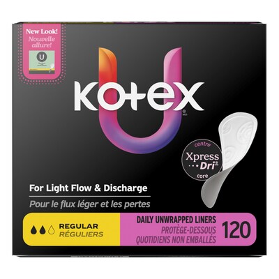 U by Kotex Security Lightdays Liner, Unscented, 120/Pack (58318)