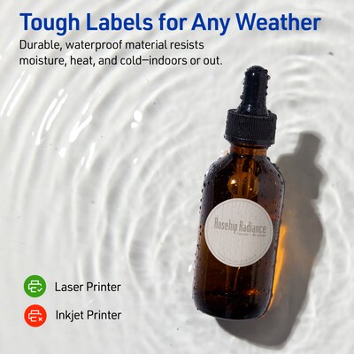 Avery Waterproof Round Laser Multipurpose Labels, 0.75" Dia., White, 8000/Box (19479399419)