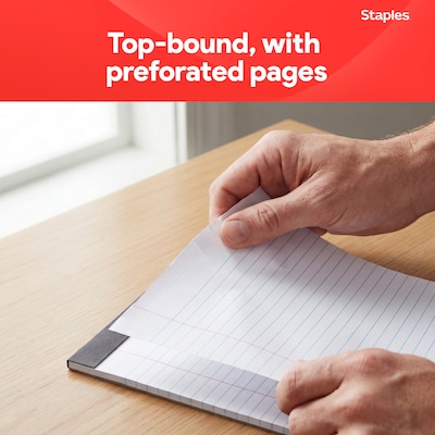 Staples Notepads, 8.5" x 14" (legal), Wide Ruled, White, 50 Sheets/Pad, Dozen Pads/Pack (ST57342)