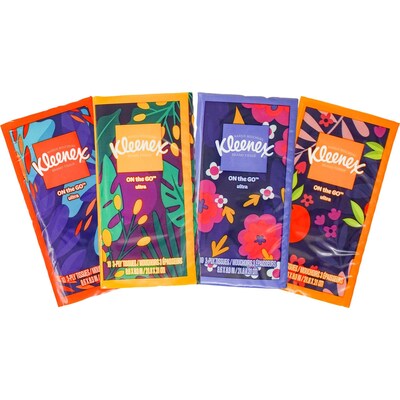 Kleenex Pocket Pack Facial Tissue, 10 Tissues/Pack, 8 Packs/Dispensit Box, 12 Dispensit Boxes/Carton