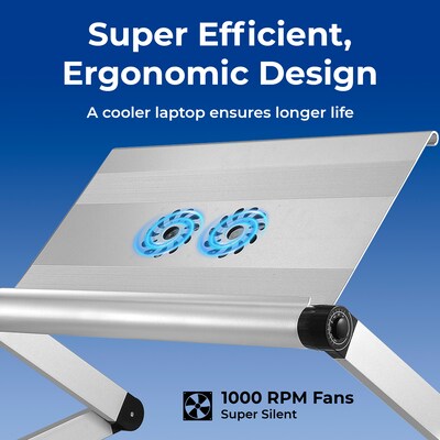 Uncaged Ergonomics WorkEZ Executive with 2 Cooling Fans + 3 USB Ports, Silver (WEEFHs)