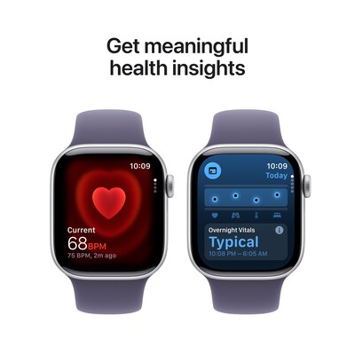 Apple Watch Series 11 GPS Smartwatch, 42mm, Silver Aluminum Case with Purple Fog Sport Band, Medium/Large (MEU74LW/A)
