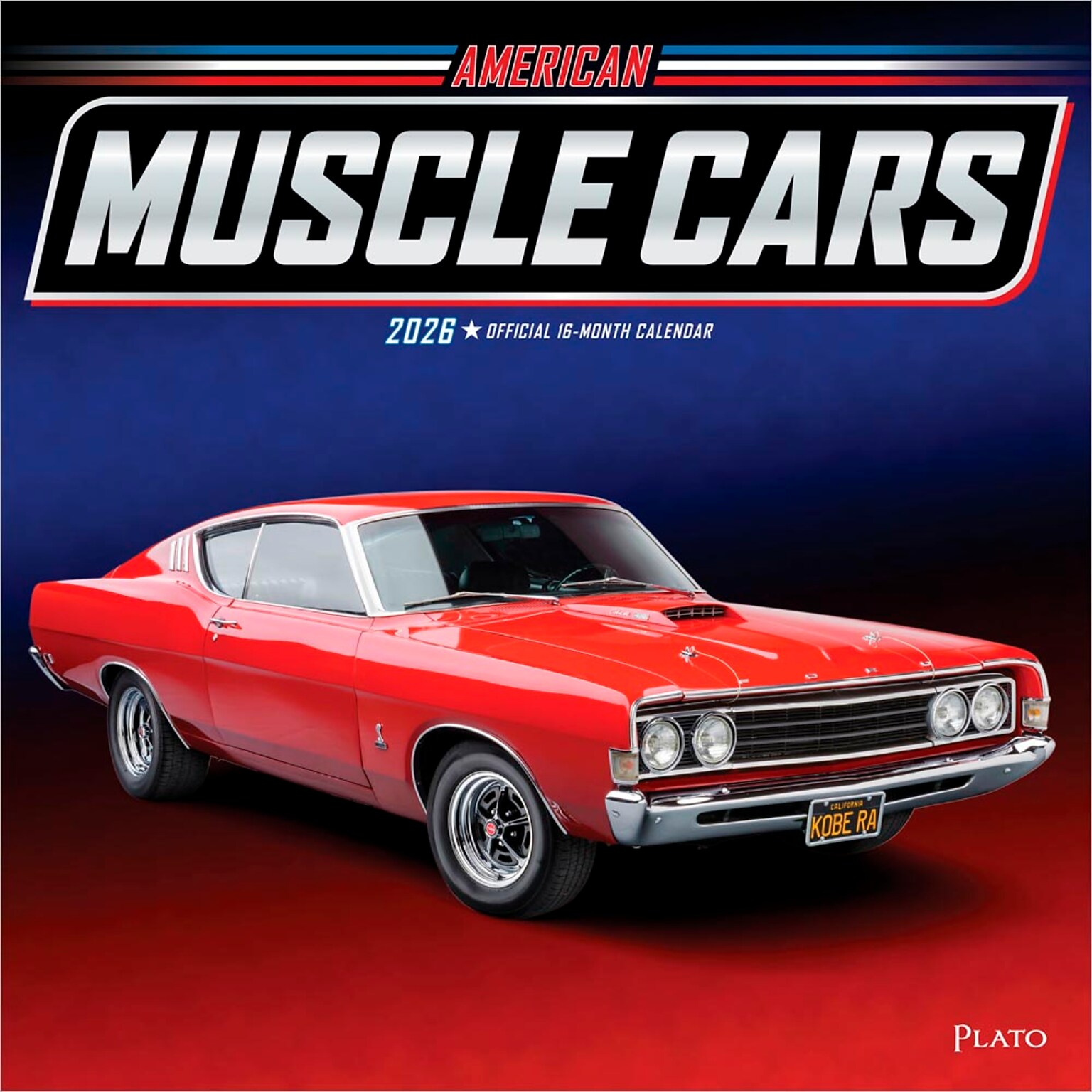 2026 Plato American Muscle Cars 12 x 12 Monthly Wall Calendar (9798330701339)