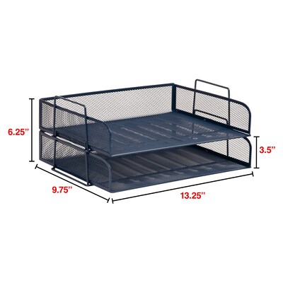 Staples Metal Mesh Side Loading Stackable Letter Tray, Letter Size, Navy Blue, 2/Pack (ST63840)