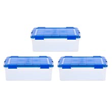 Iris 41.2 Quart Element Resistant Ultimate Clear Plastic Latching Storage Bin, Clear, 3/Pack (500140