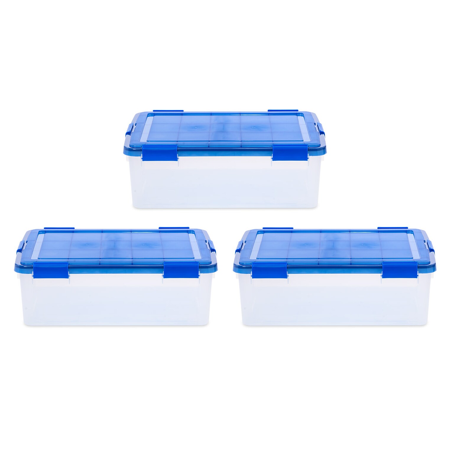 Iris 41.2 Quart Element Resistant Ultimate Clear Plastic Latching Storage Bin, Clear, 3/Pack (500140)
