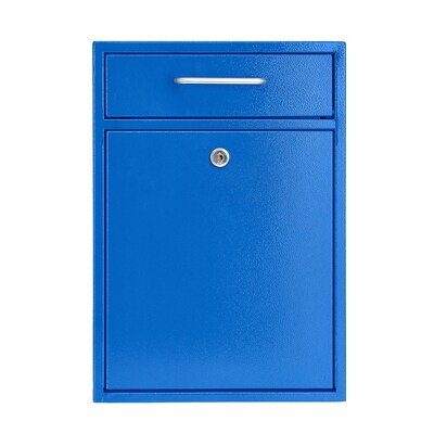 AdirOffice Large Wall Mounted Drop Box with Suggestion Cards, Key Lock, Blue (631-04-BLU)