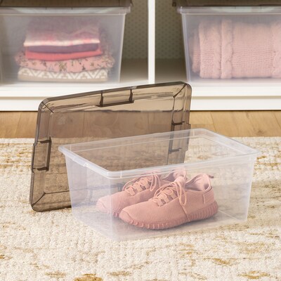 Iris 17 Quart Snap Top Plastic Snap Closure Storage Bin, Clear, 8/Pack (585103)