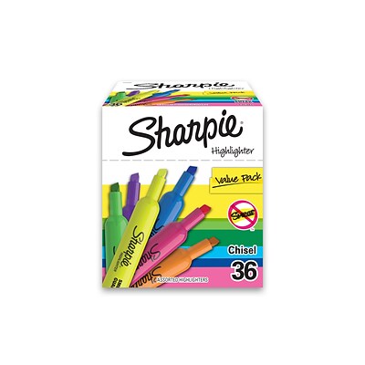 Sharpie Tank Highlighters, Chisel Tip, Assorted Inks, 36/Box (2133496)