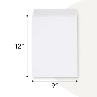 Staples 9 x 12 Catalog Mailing Envelopes, White Wove, QuickStrip EasyClose Peel & Seal, Strong Self-Seal Closure, 100/Pack