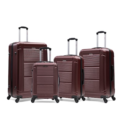 InUSA Pilot 4-Piece Hardside Spinner Luggage Set, TSA Checkpoint Friendly, Wine (IUPILSMLXL-WIN)