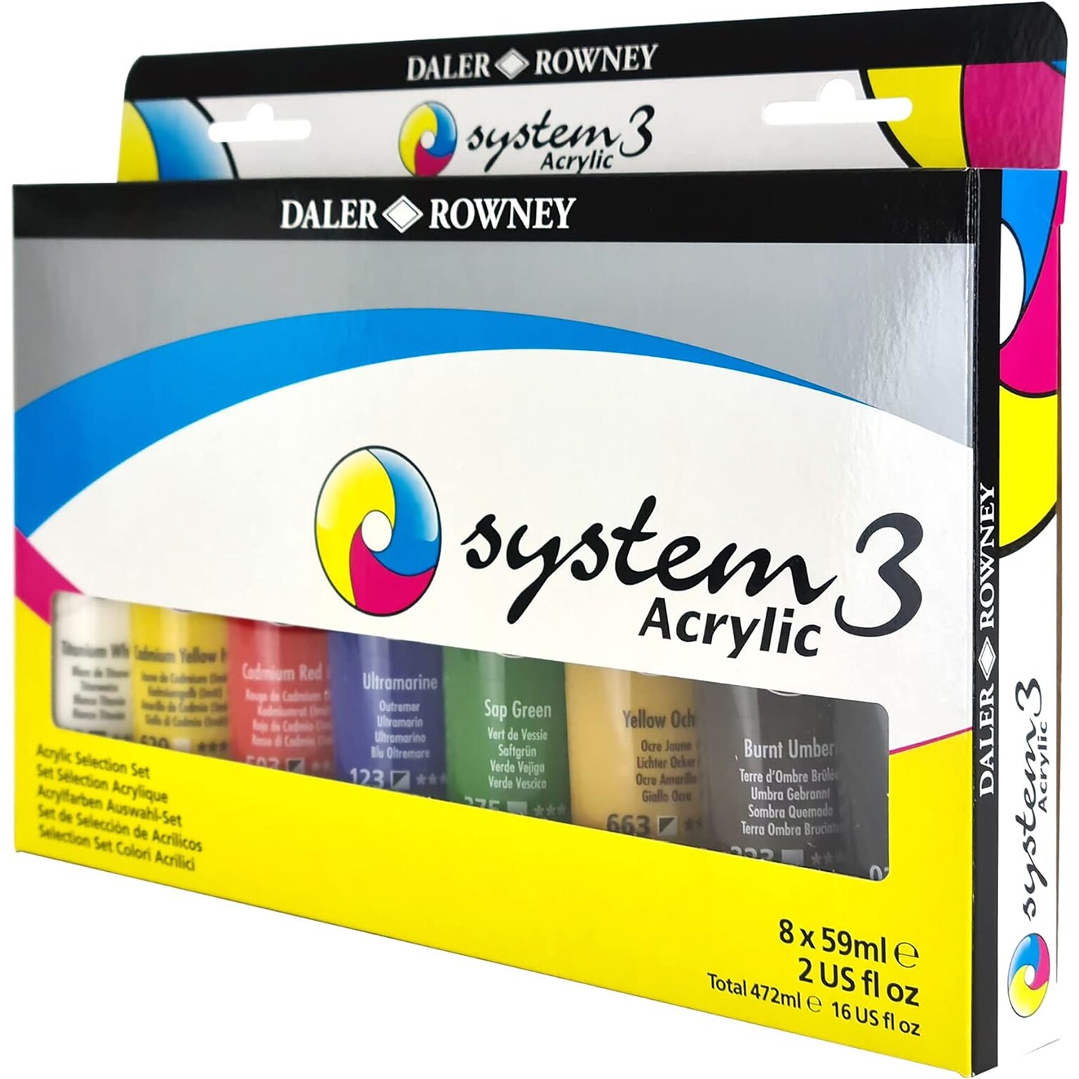 Daler-Rowney System3 Acrylic Paint Selection Set, Assorted Colors, 59ml, 8 Pieces (DRW129100508)