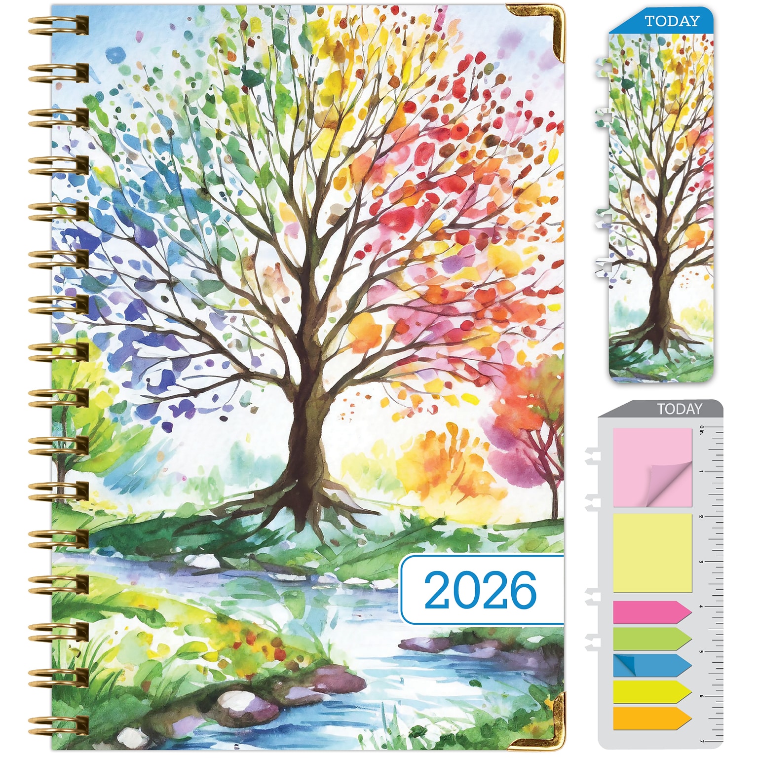 2026 Global Printed Products 5.5 x 8 Weekly & Monthly Planner, Paperboard Cover, Tree Seasons (FSHN-CY26-58-20)