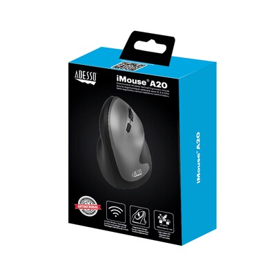 Adesso iMouse A20 Wireless Ergonomic Vertical Optical Mouse, Black