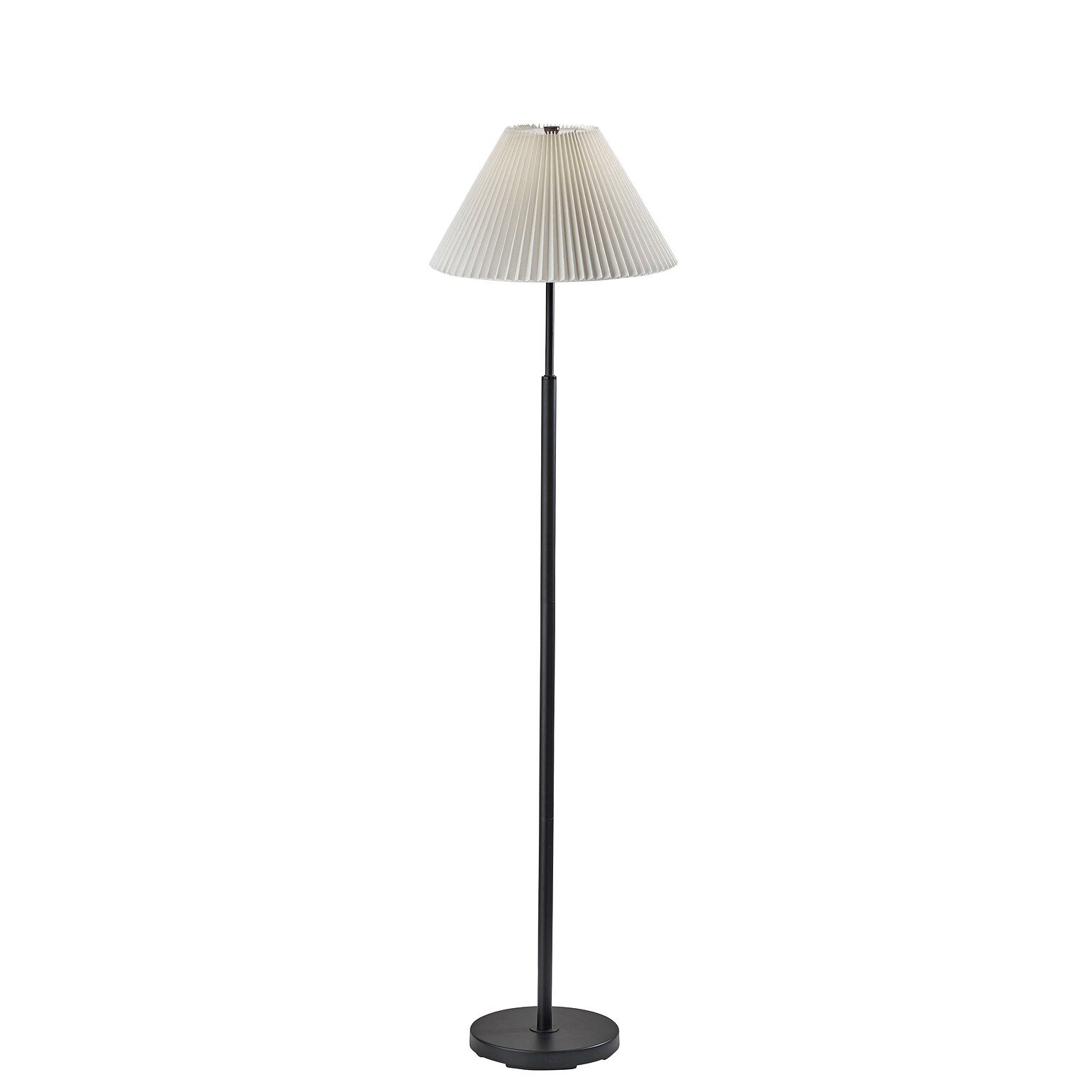 Simplee Adesso Jeremy 60.75H Black Floor Lamp with White Pleated Fabric Shade (SL9500-01)